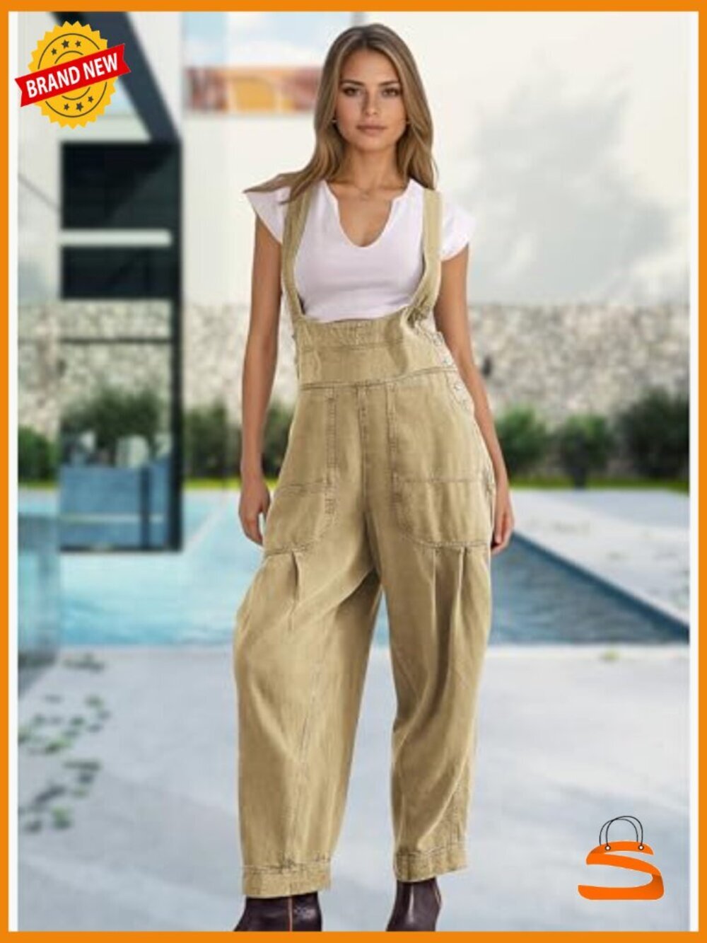 Denim Overalls Loose Fit Baggy Bib Jumpsuit Barrel Leg Adjustable Straps Pockets - Picture 5 of 7